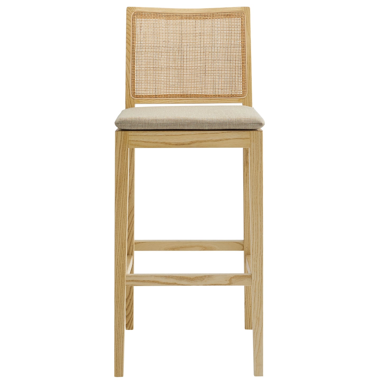 Ovard Wood and Rattan Bar Stool by Modway EEI-7289-NAT-BEI