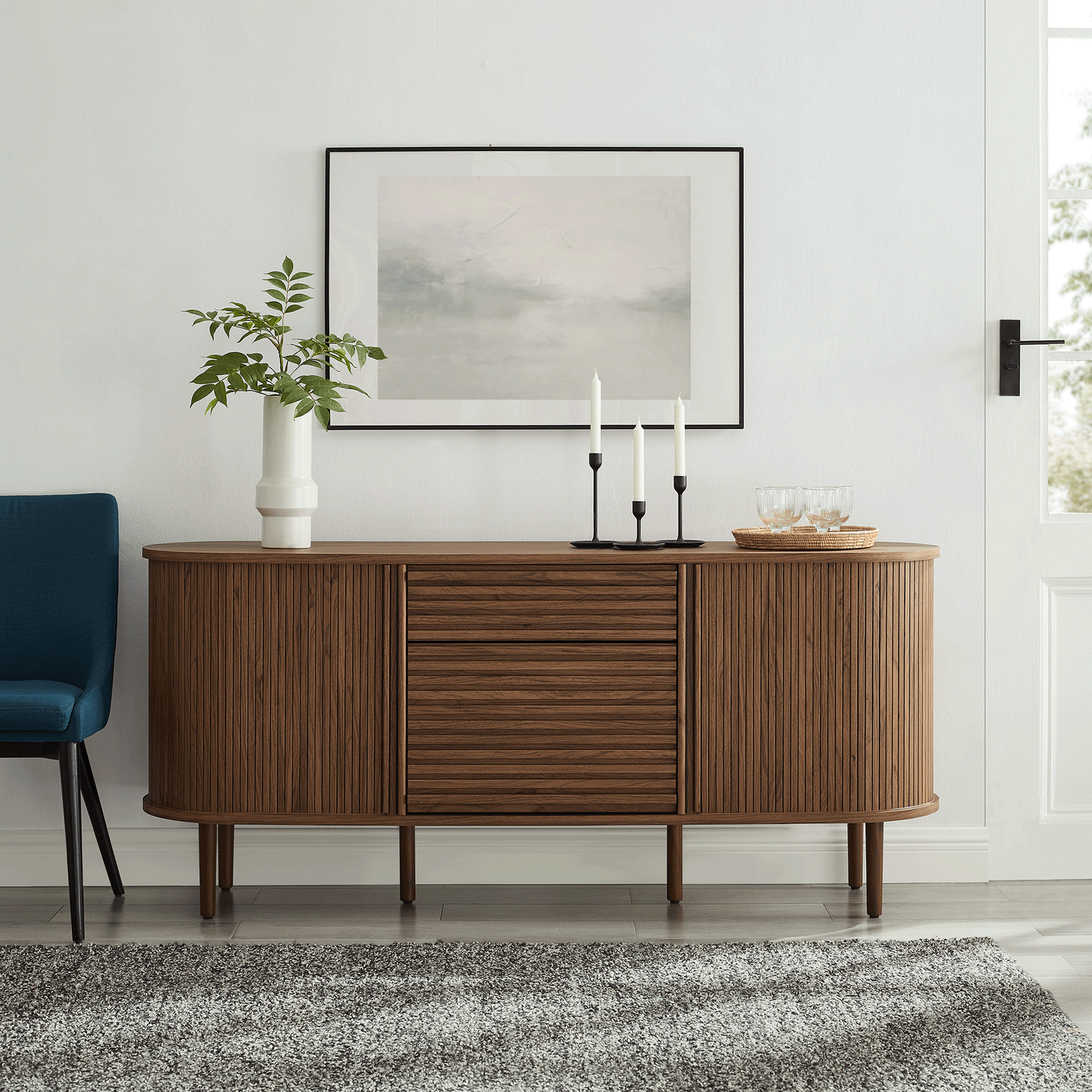Harlan 67" Fluted Oval Sideboard Cabinet by Modway EEI-7293-WAL