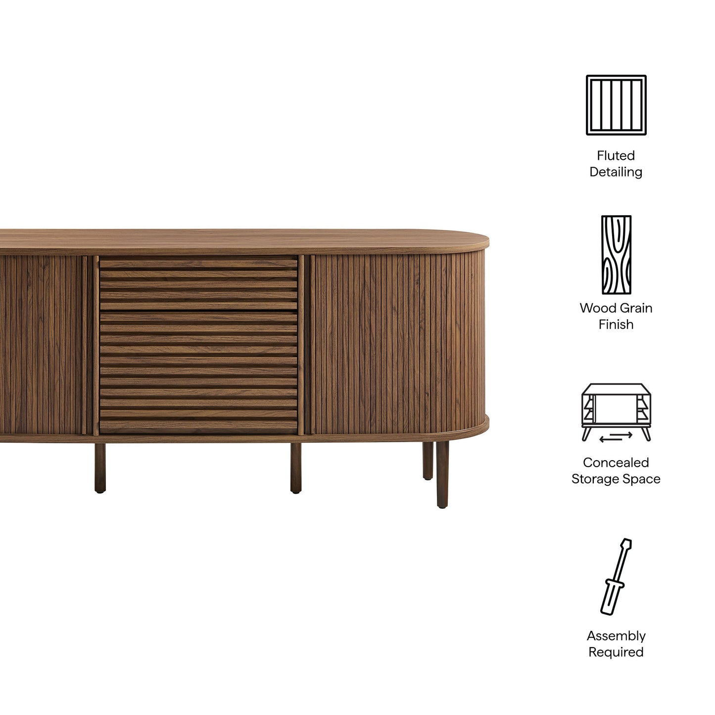 Harlan 67" Fluted Oval Sideboard Cabinet by Modway EEI-7293-WAL