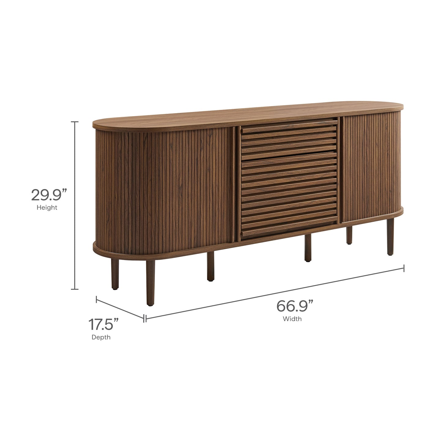Harlan 67" Fluted Oval Sideboard Cabinet by Modway EEI-7293-WAL