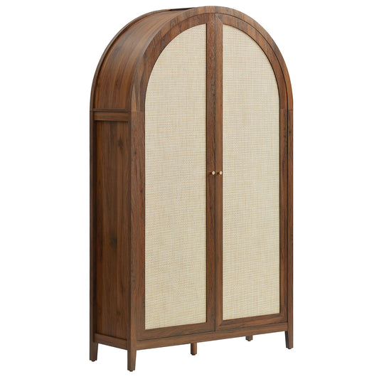 Calista 79" Tall Wide Rattan Arched Storage Cabinet by Modway EEI-7294-WAL