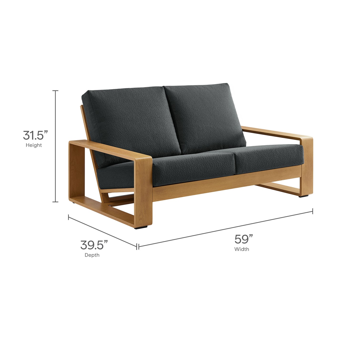 Lirienne Outdoor Patio Aluminum Faux Wood Loveseat by Modway EEI-7297 Series