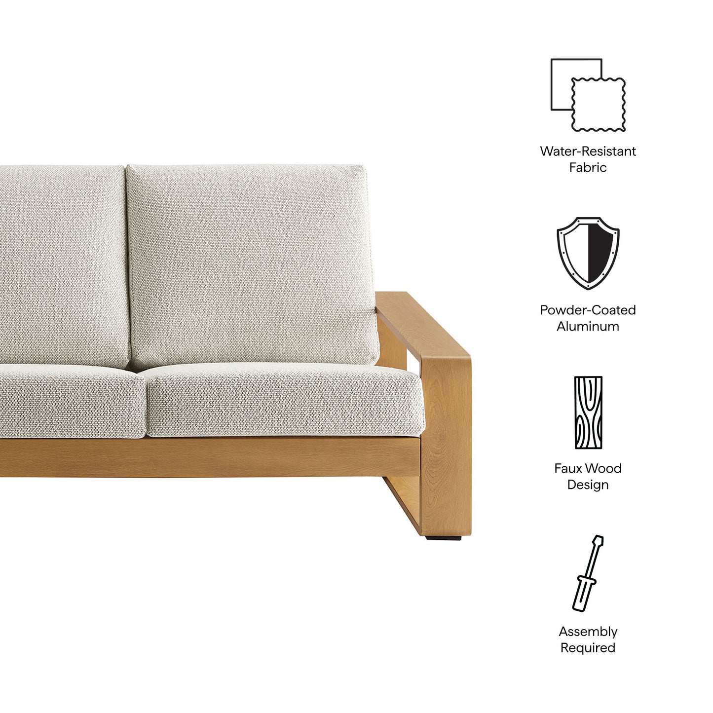 Lirienne Outdoor Patio Aluminum Faux Wood Sofa by Modway EEI-7298 Modern