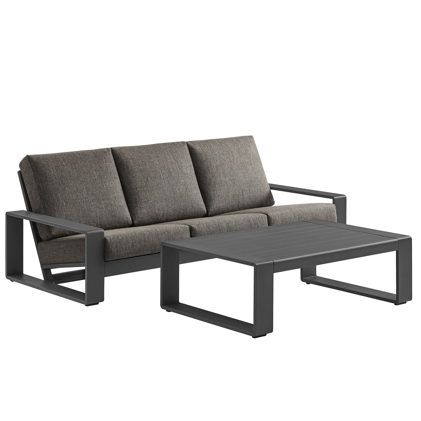 Lirienne 2-Piece Outdoor Patio Aluminum Furniture Set by Modway EEI-7307-SMO-GRY