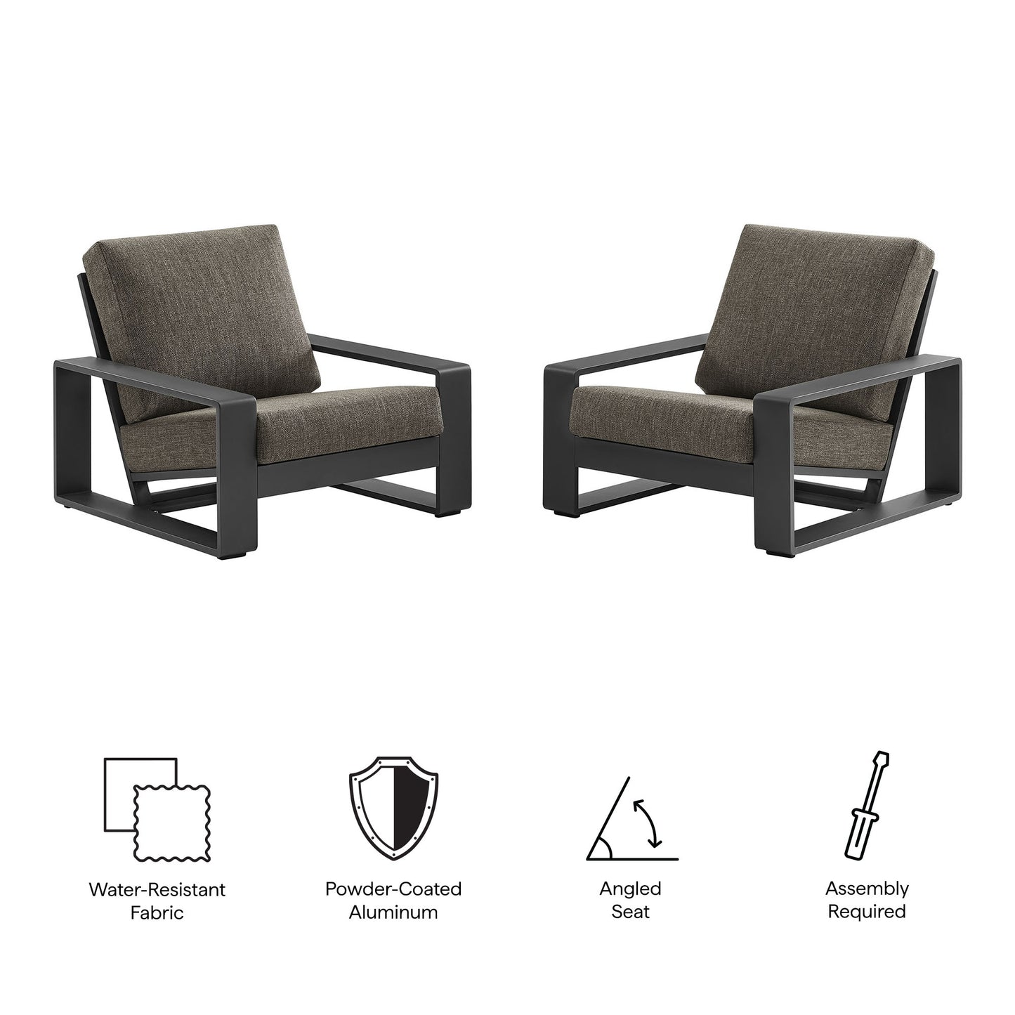Lirienne Outdoor Patio Aluminum Faux Wood Armchairs Set of 2