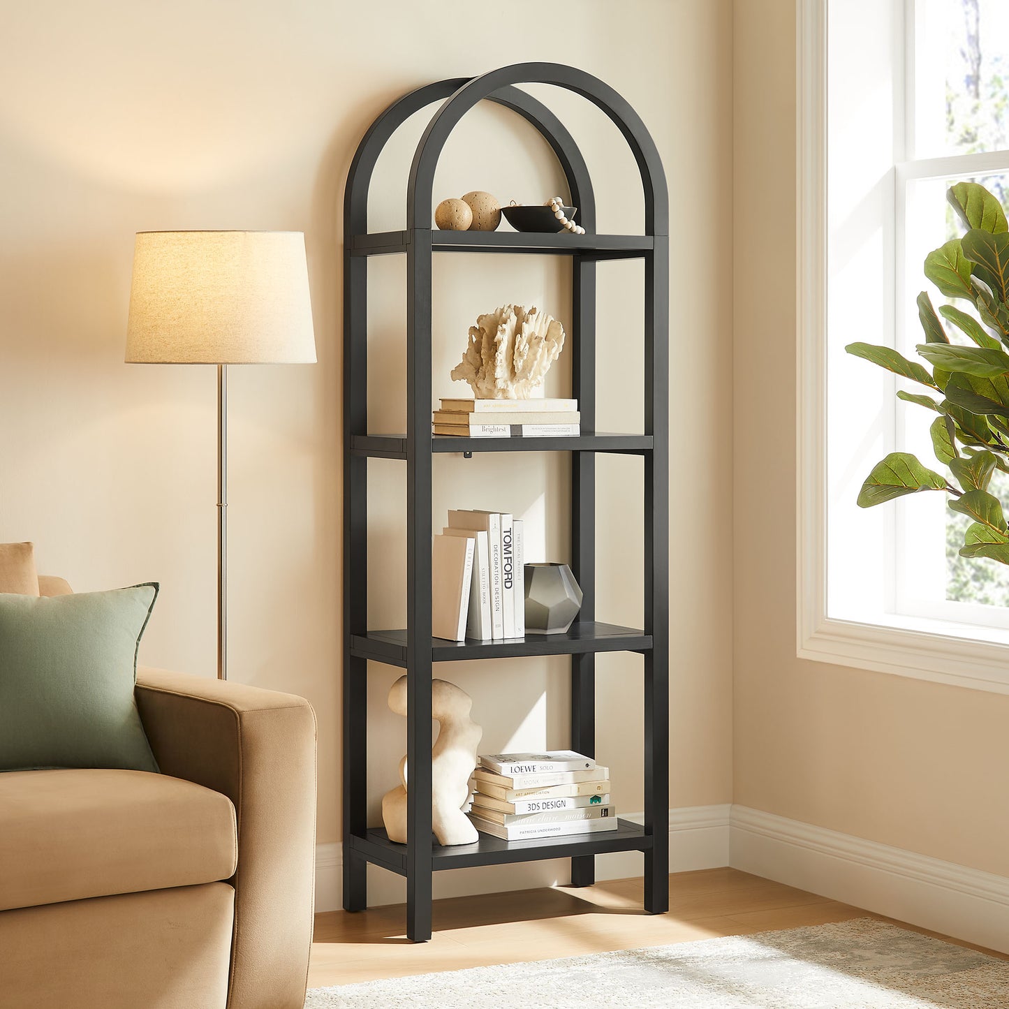 Vexley 72 Inch Tall Narrow Arched Bookshelf by Modway EEI-7316 - Space-Saving Accent