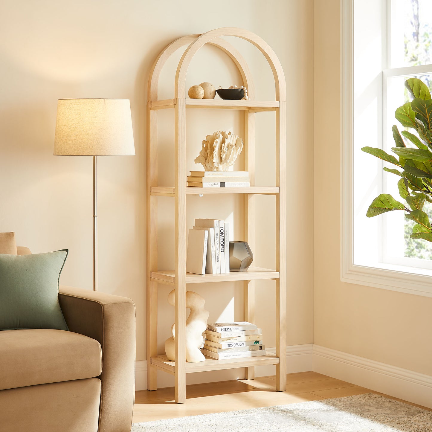 Vexley 72 Inch Tall Narrow Arched Bookshelf by Modway EEI-7316 - Space-Saving Accent
