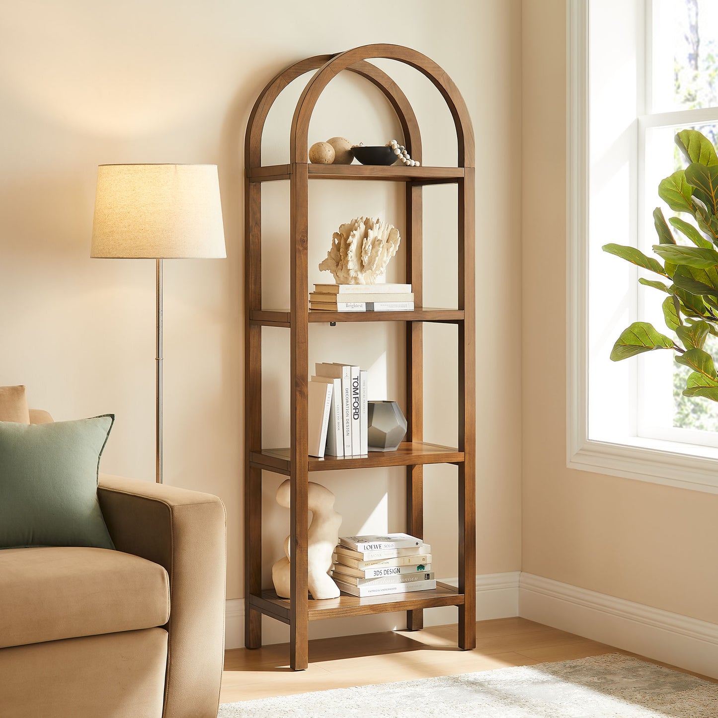 Vexley 72 Inch Tall Narrow Arched Bookshelf by Modway EEI-7316 - Space-Saving Accent