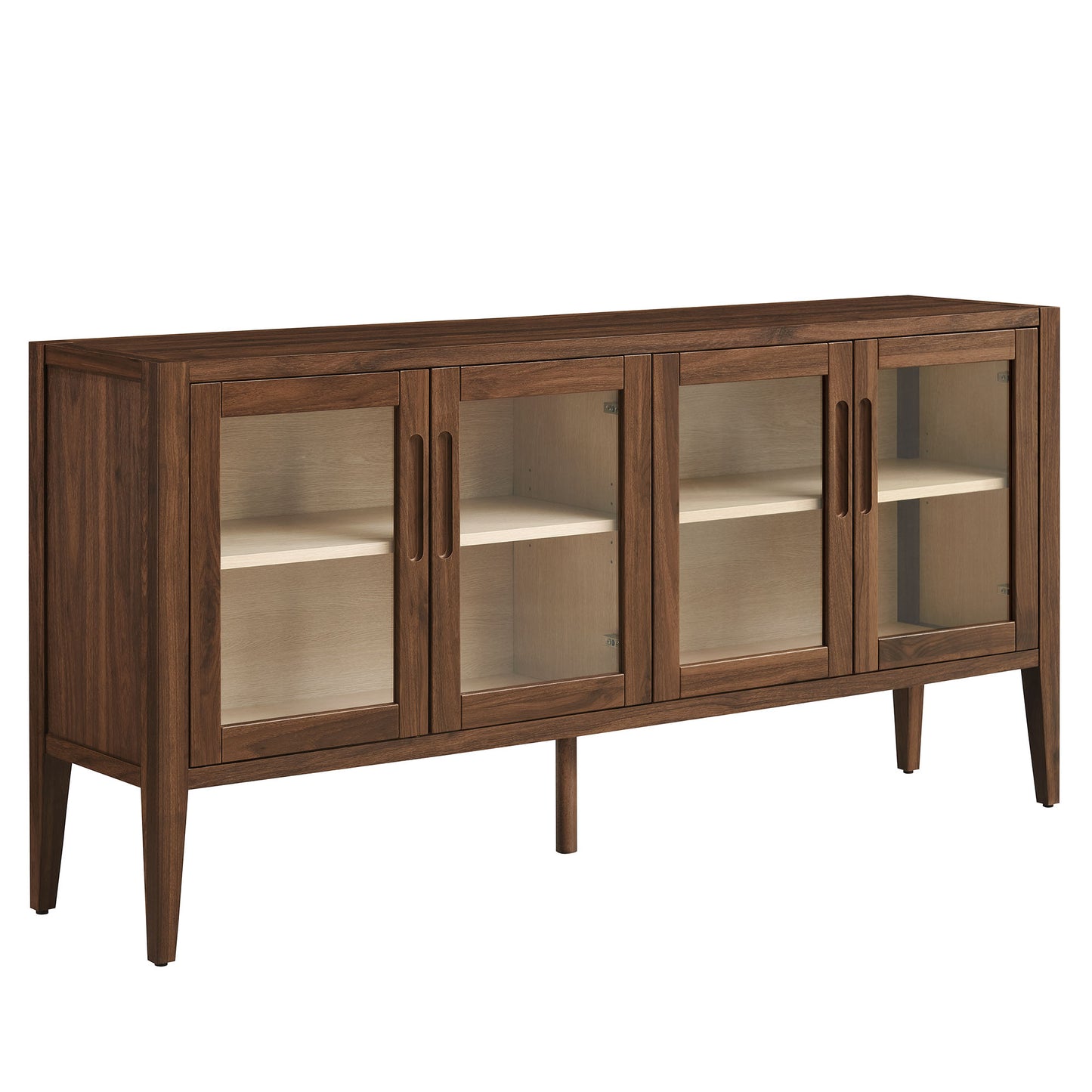 Nell 72" Glass Door Sideboard Storage Display Cabinet by Modway EEI-7319-WAL-ASH