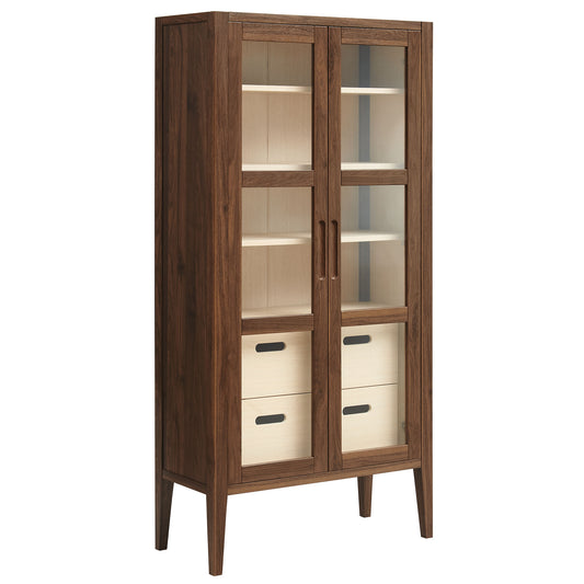 Nell 71" Glass Door Tall Display Storage Cabinet by Modway EEI-7320-WAL-ASH
