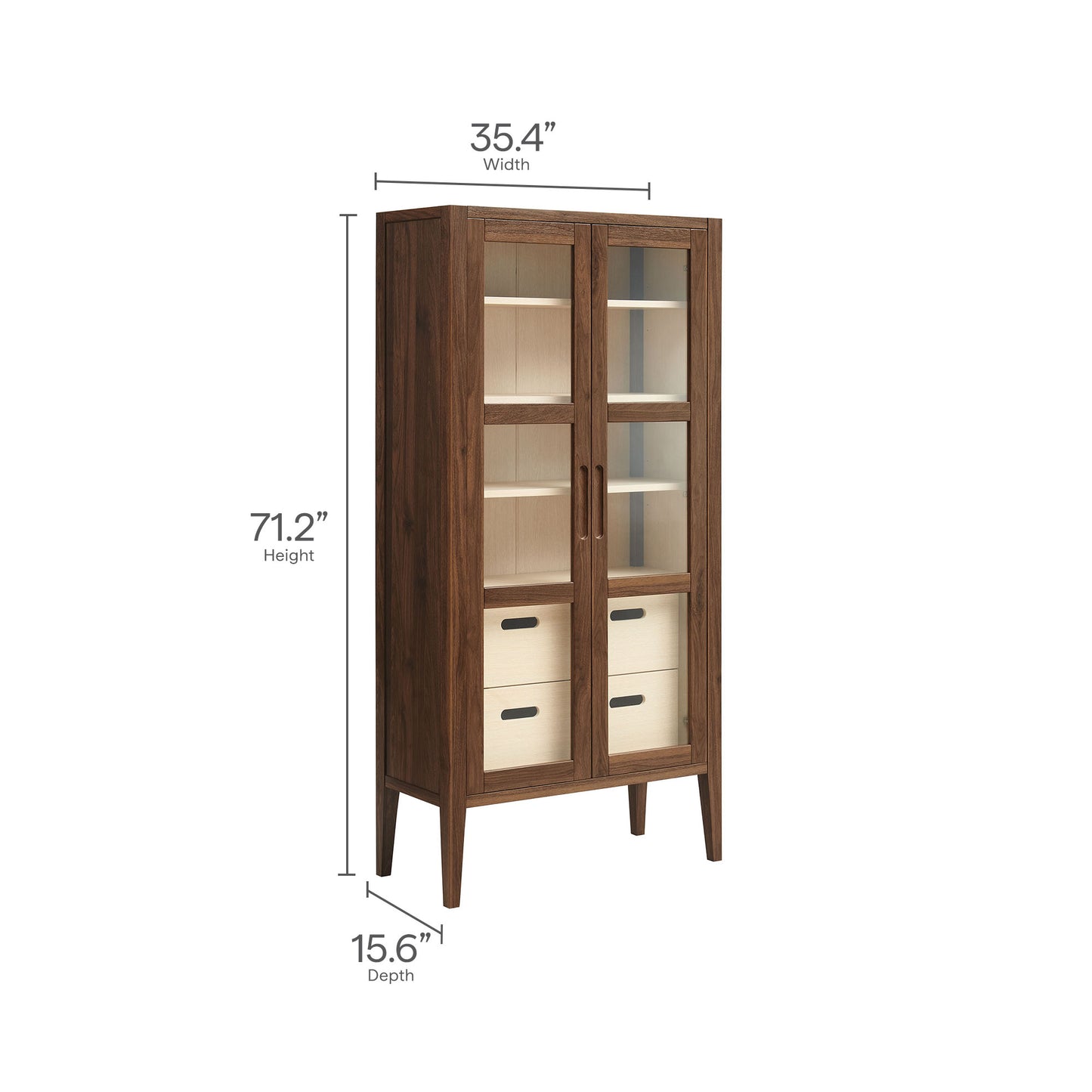 Nell 71" Glass Door Tall Display Storage Cabinet