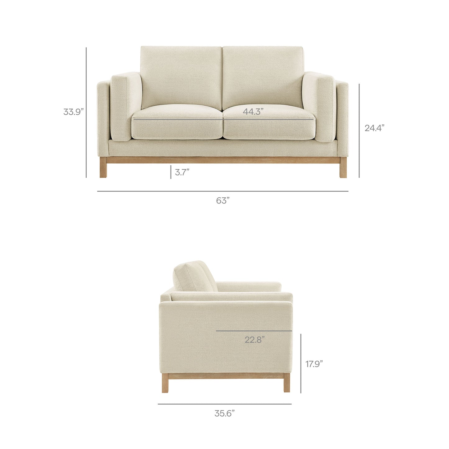 Roscoe 63 inch Fabric Loveseat by Modway EEI-7328 Upholstered Contemporary Design