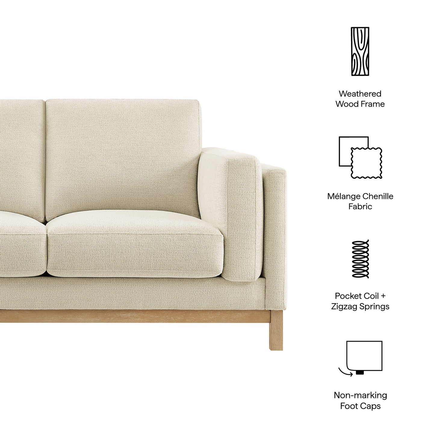 Roscoe 63 inch Fabric Loveseat by Modway EEI-7328 Upholstered Contemporary Design