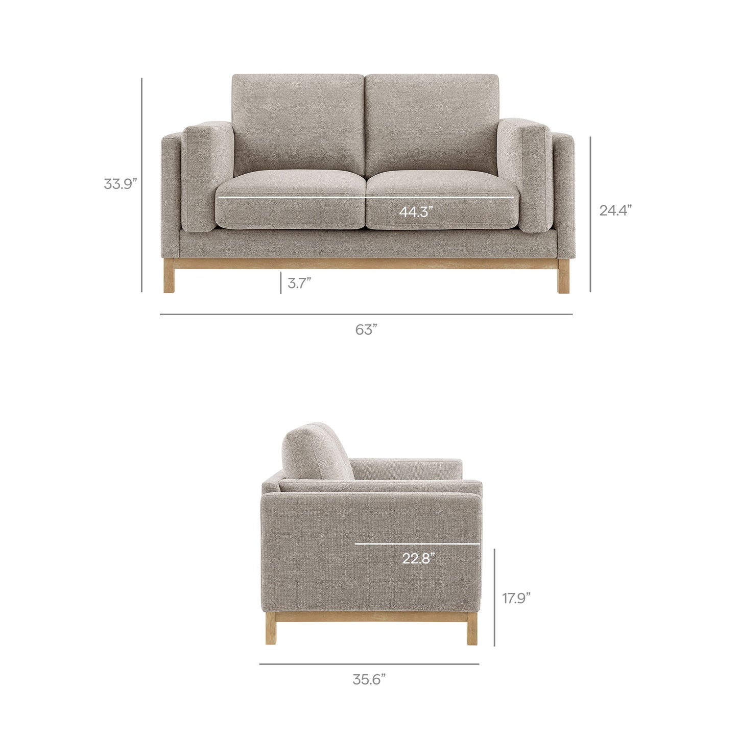Roscoe 63 inch Fabric Loveseat by Modway EEI-7328-PEW