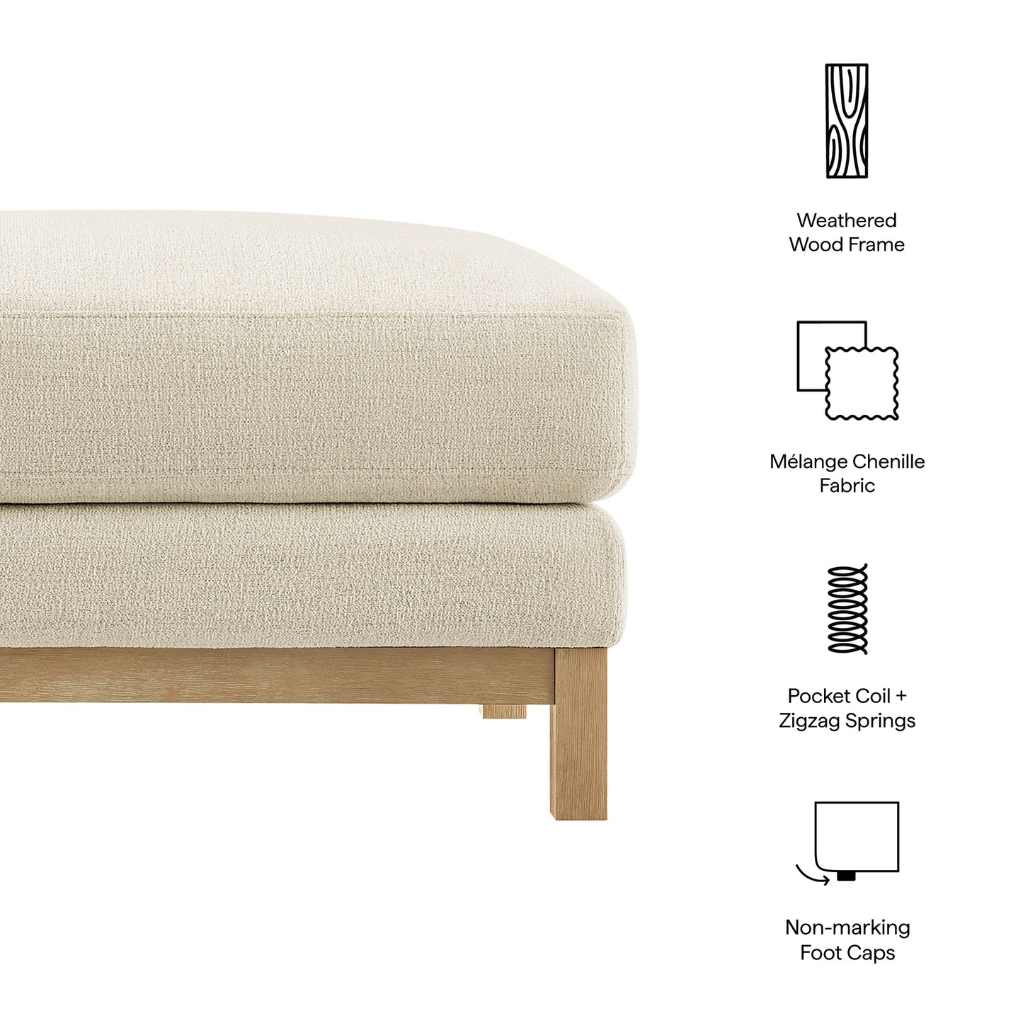 Roscoe Fabric Ottoman by Modway EEI-7330 — Upholstered Fabric Accent Ottoman