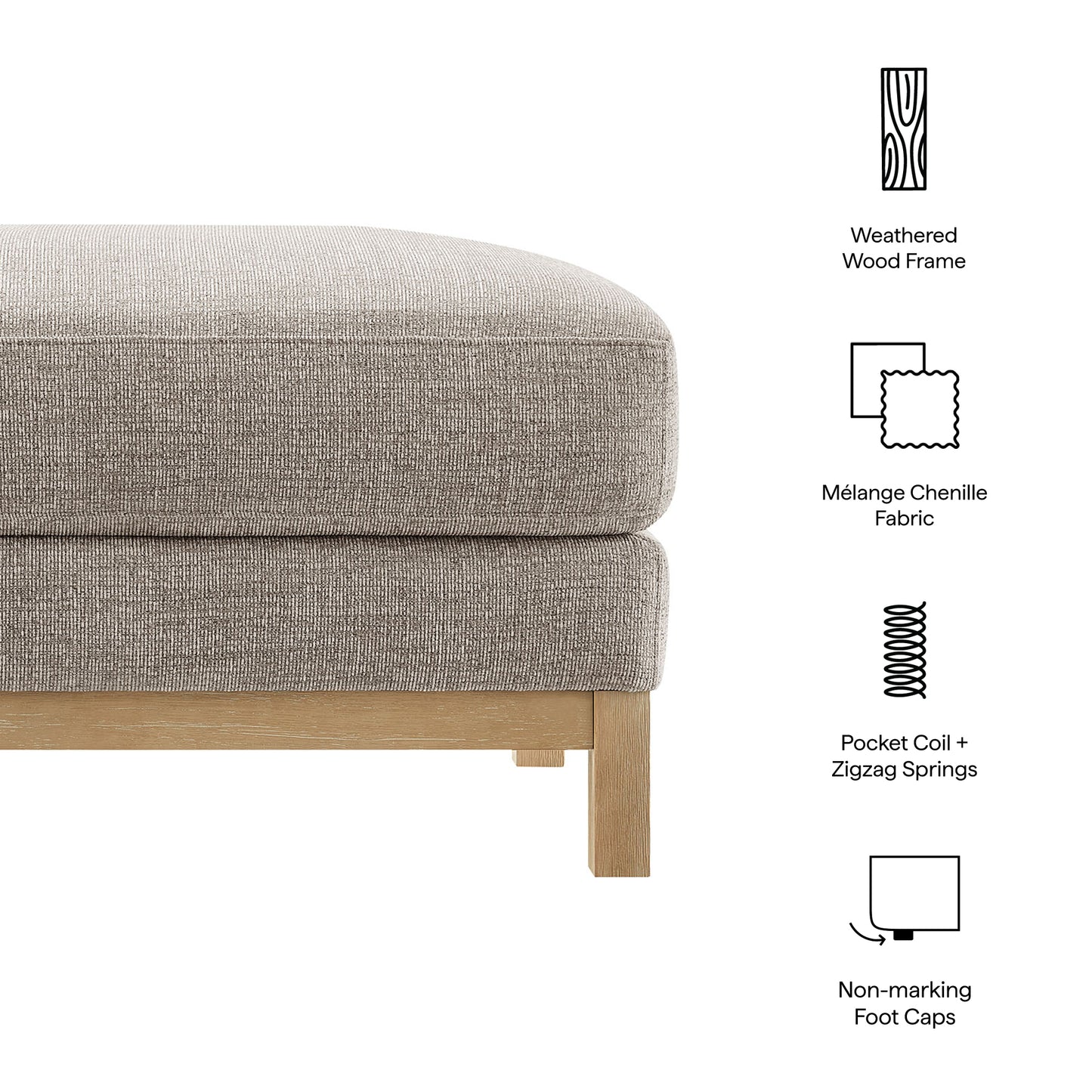 Roscoe Fabric Ottoman by Modway EEI-7330 — Upholstered Fabric Accent Ottoman