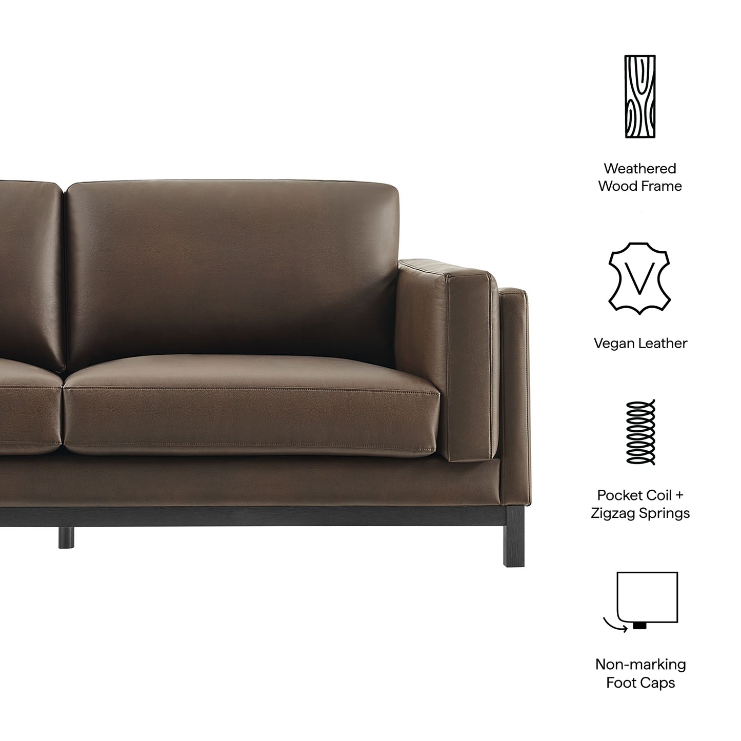 Roscoe 81-Inch Vegan Leather Sofa by Modway EEI-7335 Modern Upholstered Seating