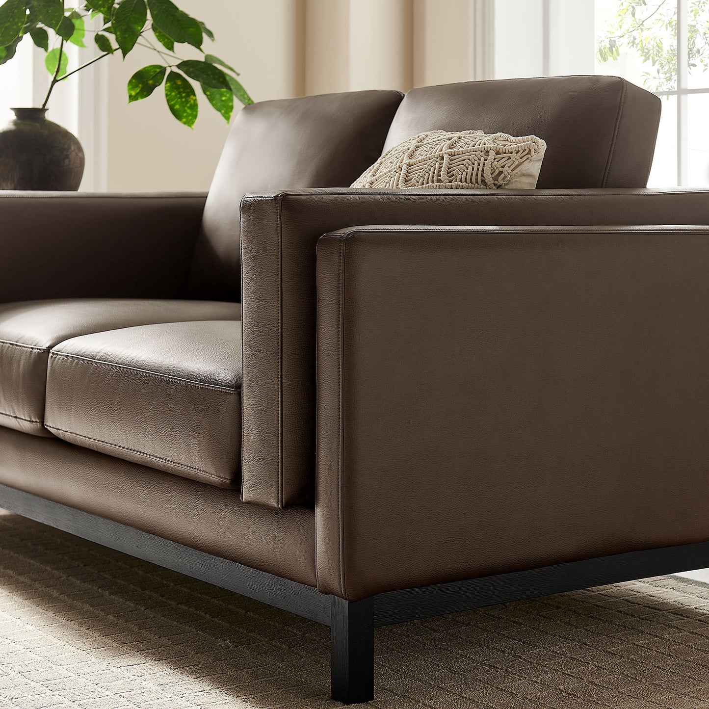 Roscoe 63 inch Vegan Leather Loveseat by Modway - Contemporary Compact Seating