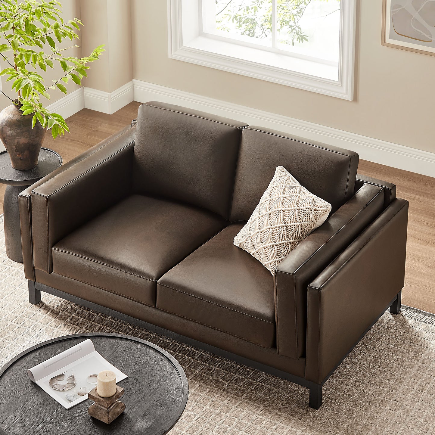 Roscoe 63 inch Vegan Leather Loveseat by Modway - Contemporary Compact Seating
