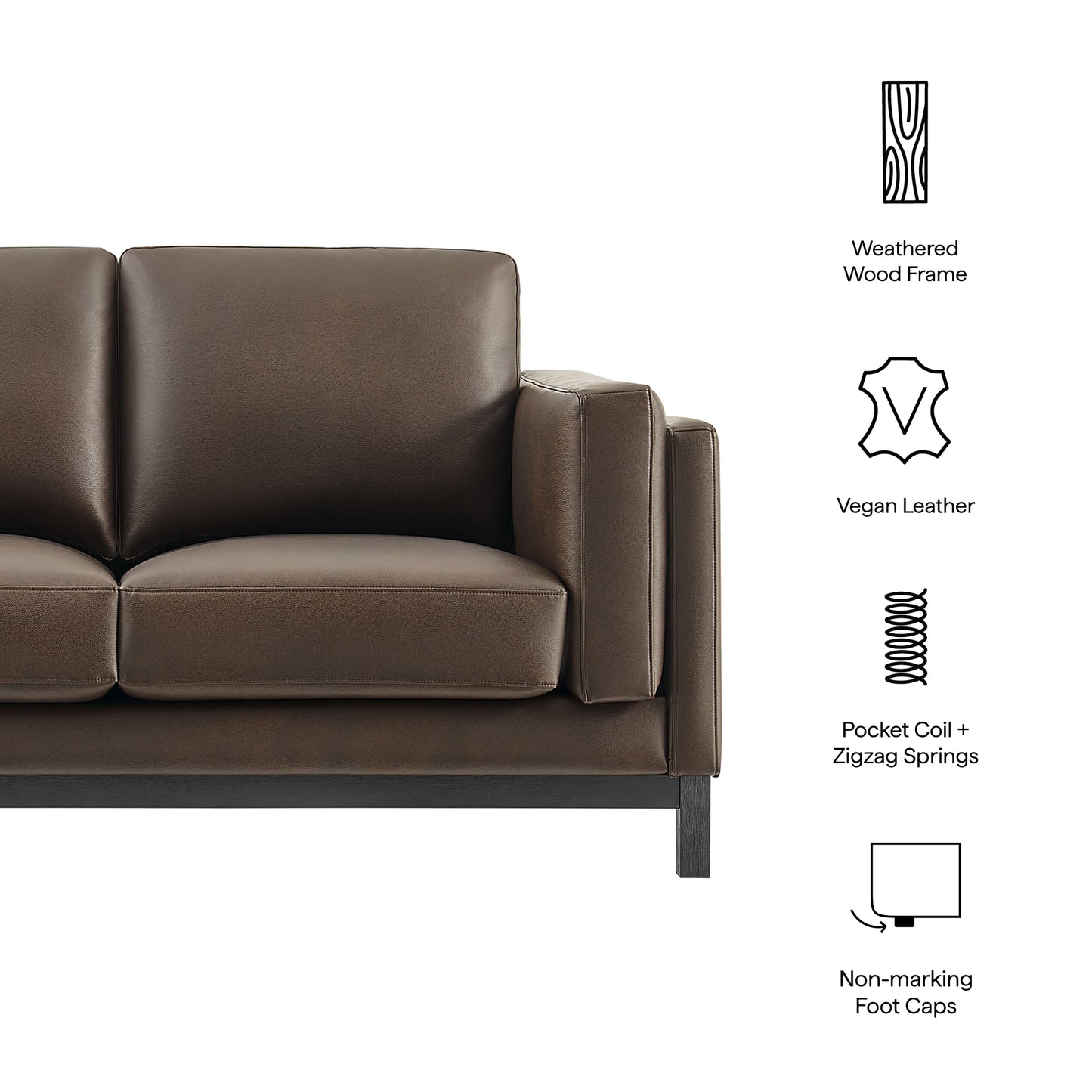 Roscoe 63 inch Vegan Leather Loveseat by Modway - Contemporary Compact Seating