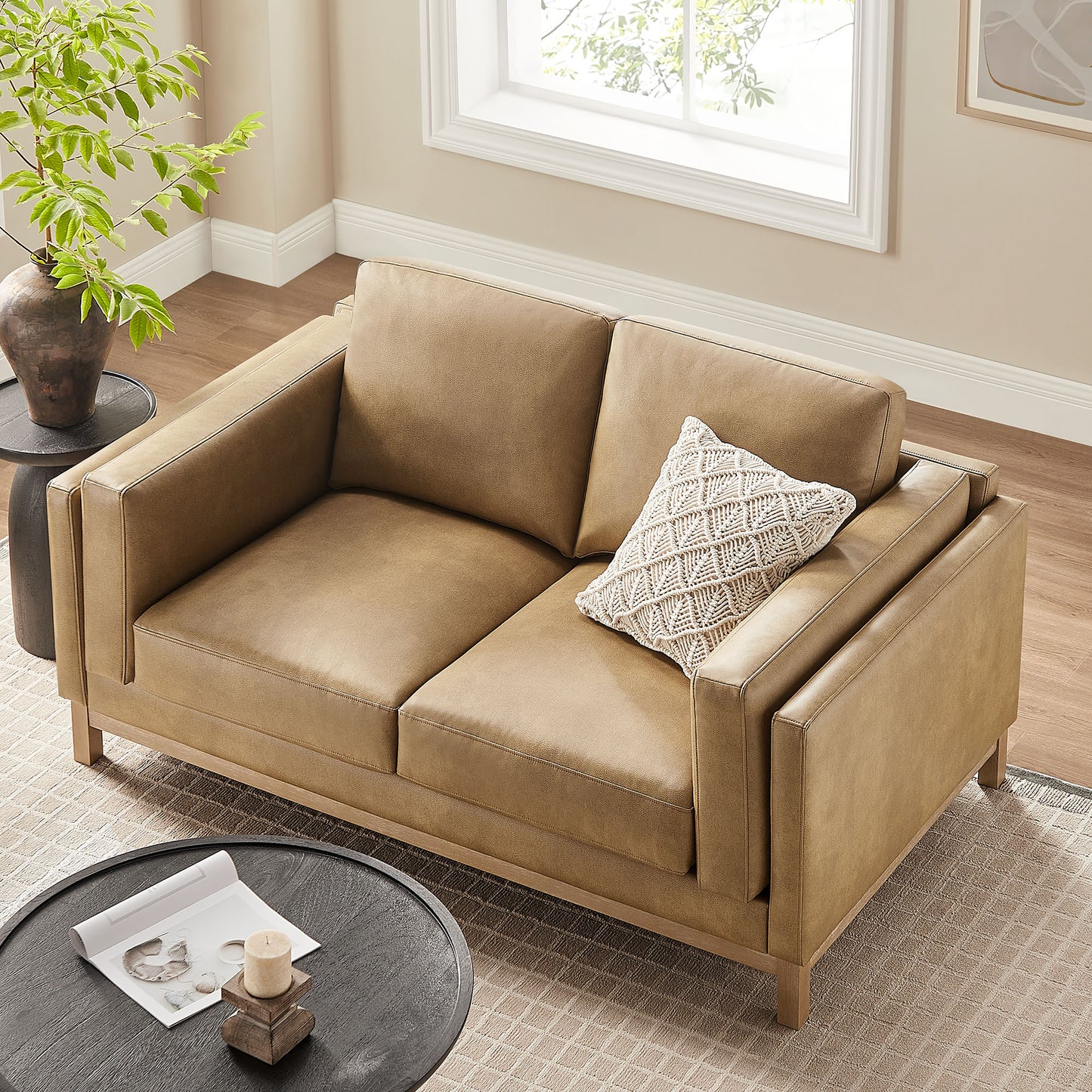 Roscoe 63 inch Vegan Leather Loveseat by Modway - Contemporary Compact Seating