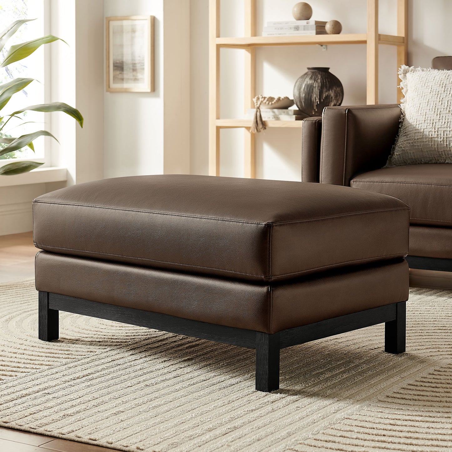 Roscoe Vegan Leather Ottoman by Modway EEI-7338 Contemporary Tufted Accent Seat