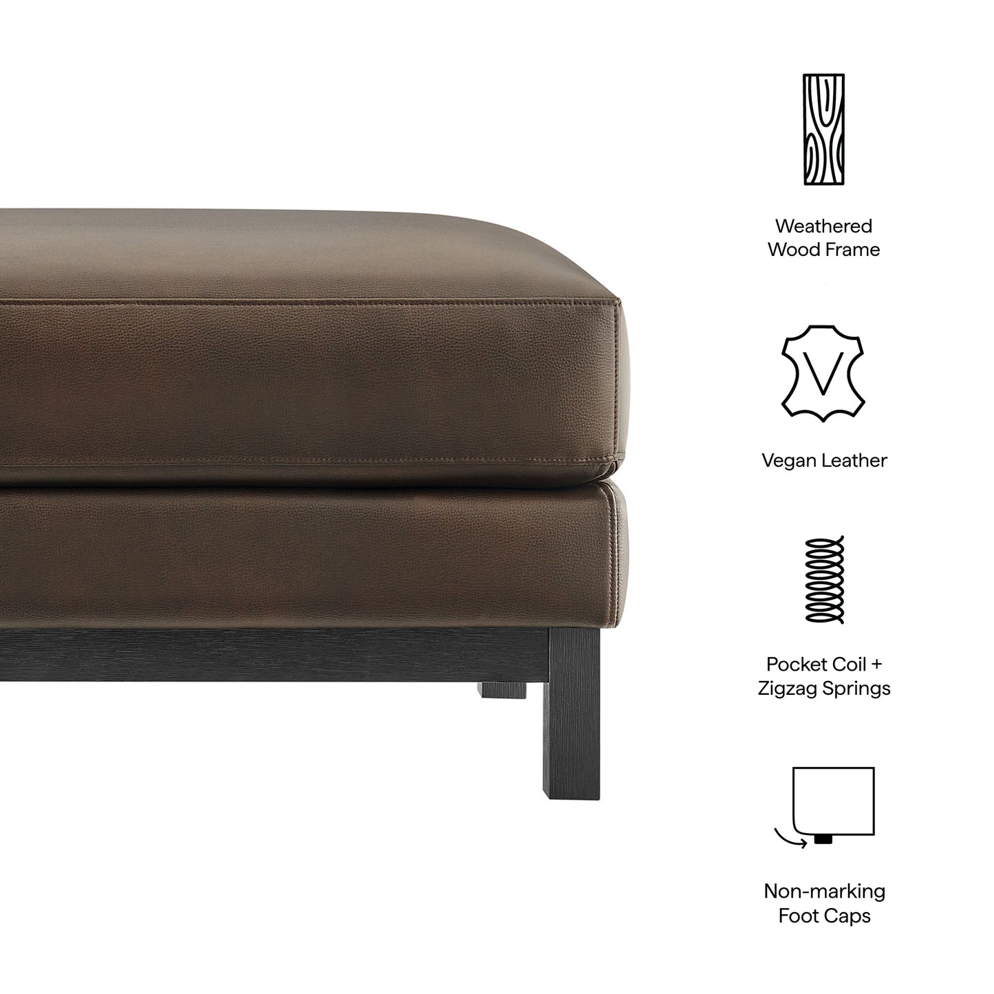 Roscoe Vegan Leather Ottoman by Modway EEI-7338 Contemporary Tufted Accent Seat