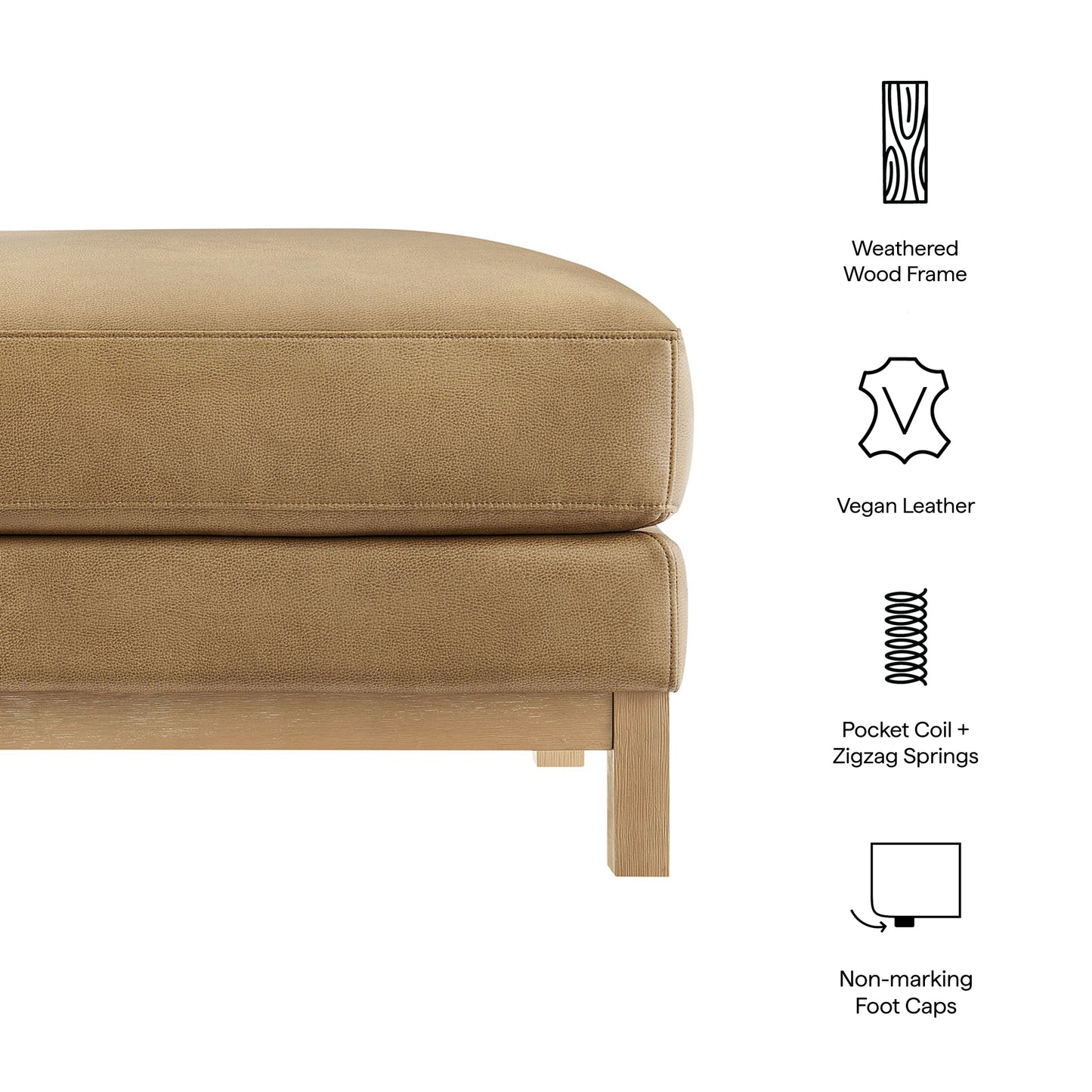 Roscoe Vegan Leather Ottoman by Modway EEI-7338 Contemporary Tufted Accent Seat