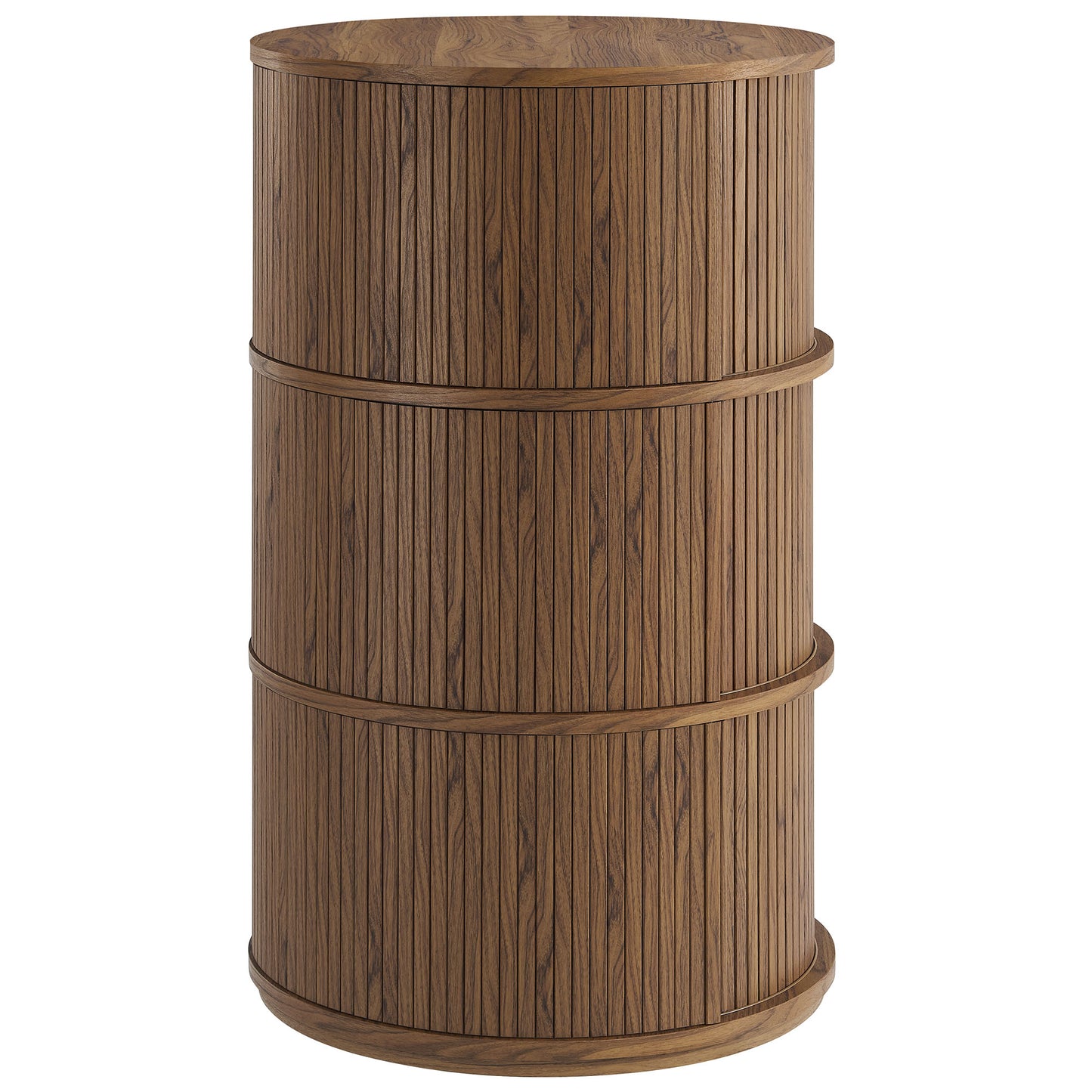 Clement Round Pedestal Stand Storage Table With Sliding Tambour Doors by Modway EEI-7344-WAL