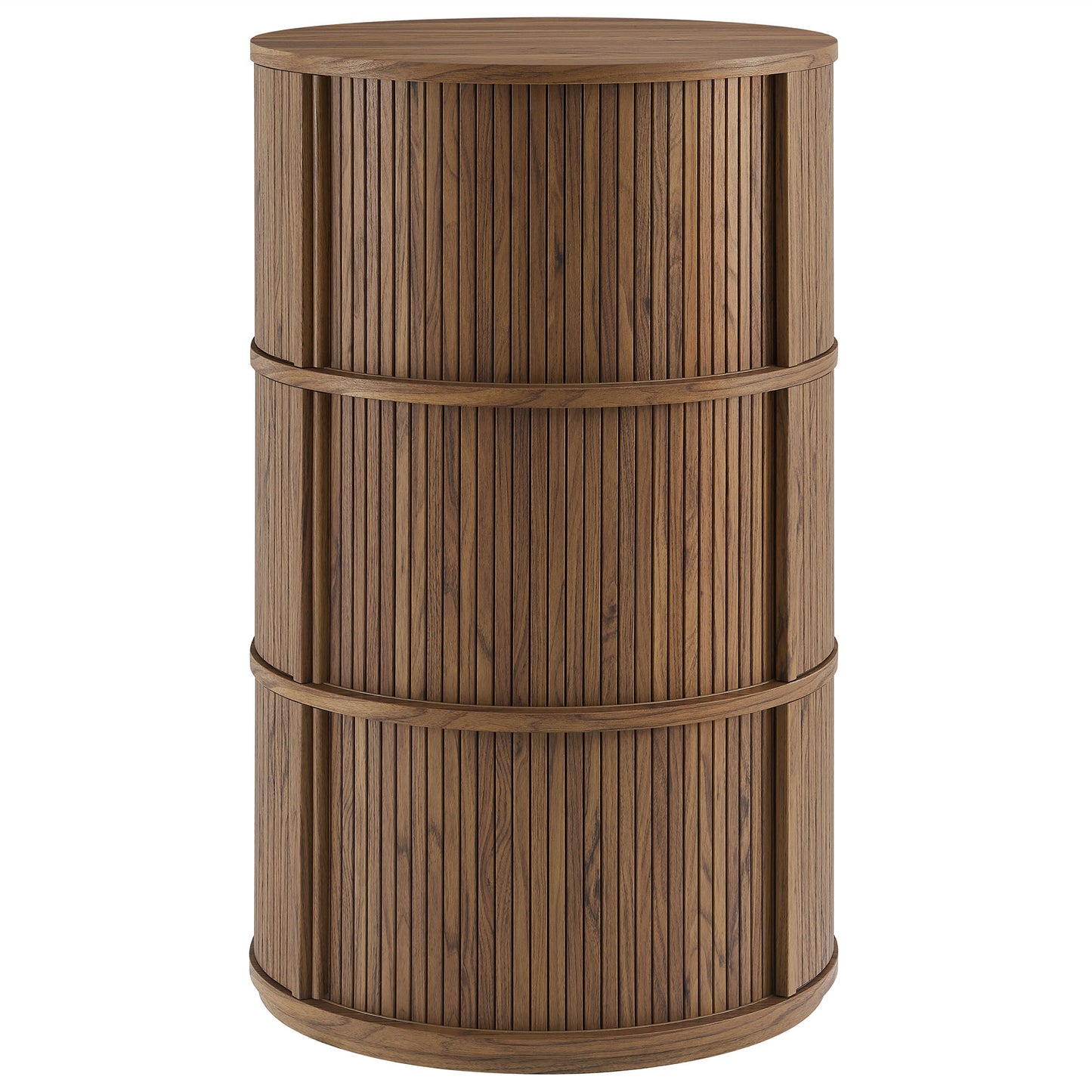 Clement Round Pedestal Stand Storage Table With Sliding Tambour Doors by Modway EEI-7344-WAL
