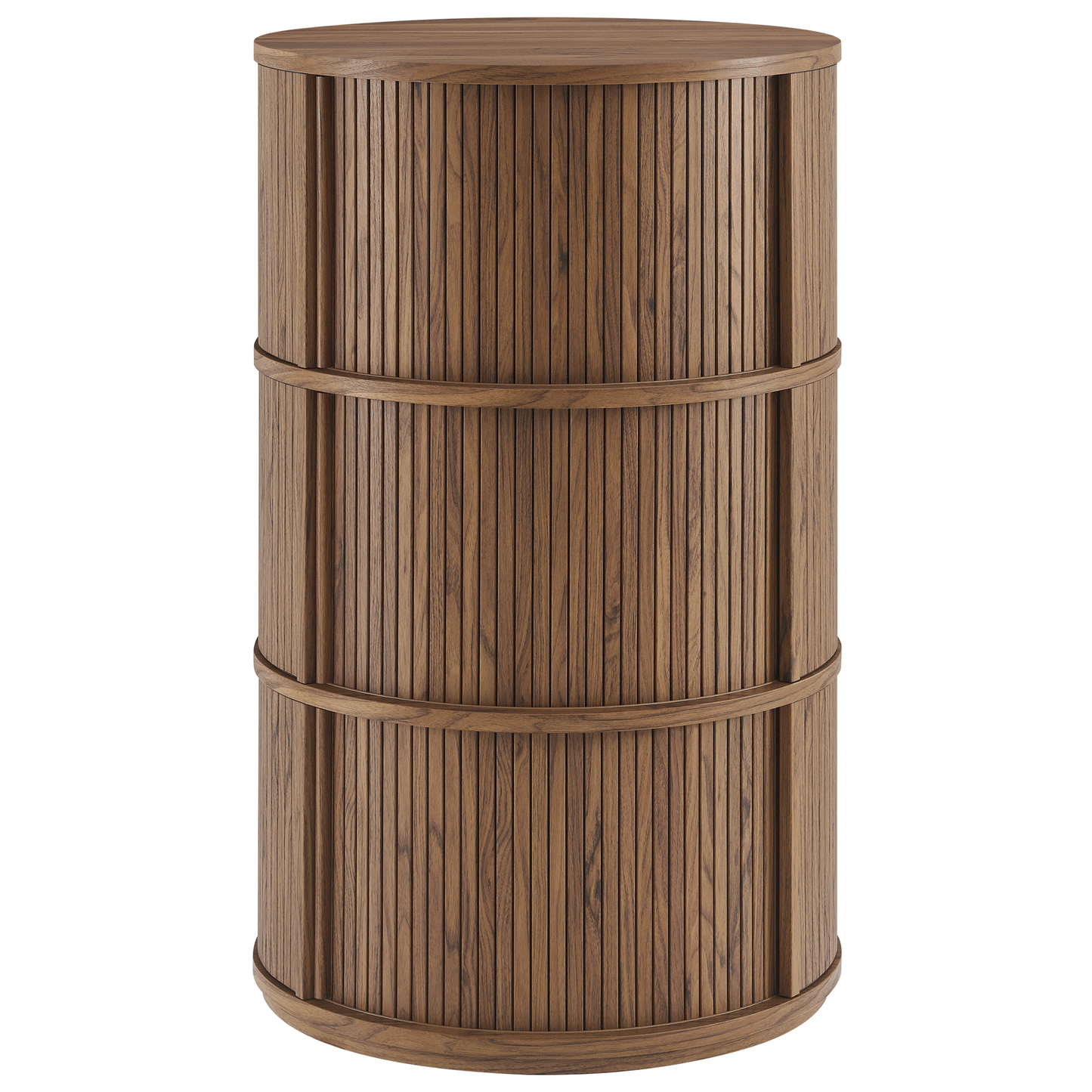Clement Round Pedestal Stand Storage Table With Sliding Tambour Doors by Modway EEI-7344-WAL