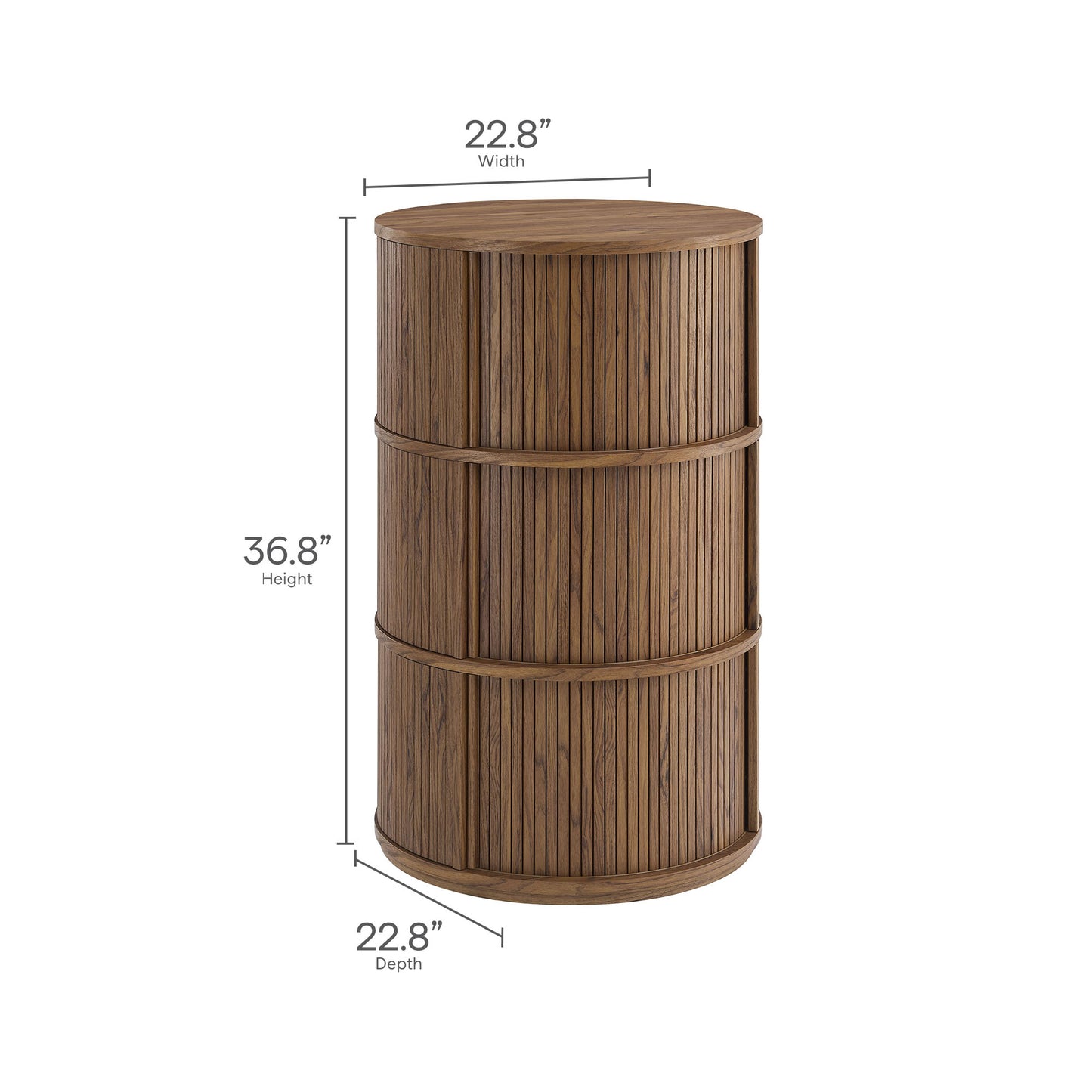 Clement Round Pedestal Stand Storage Table With Sliding Tambour Doors by Modway EEI-7344-WAL