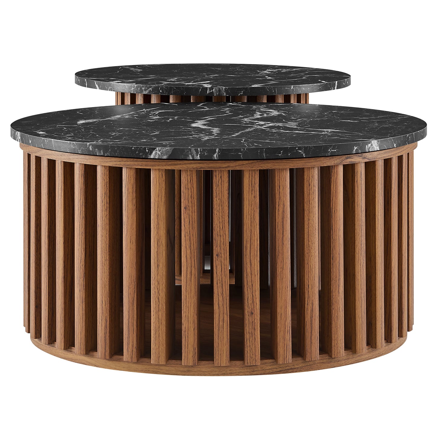 Fortitude Round Faux Marble Top Nesting Coffee Table Set by Modway EEI-7345-WAL-BLK