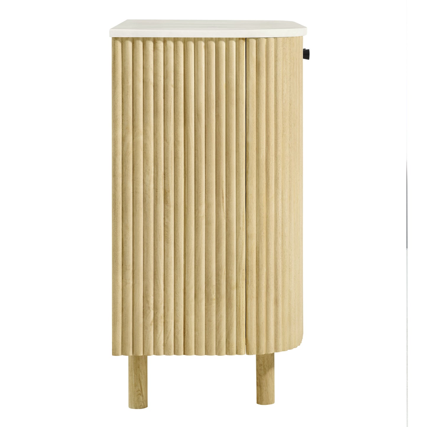 Caldera 33" Curved Solid Wood and Marble Accent Storage Cabinet