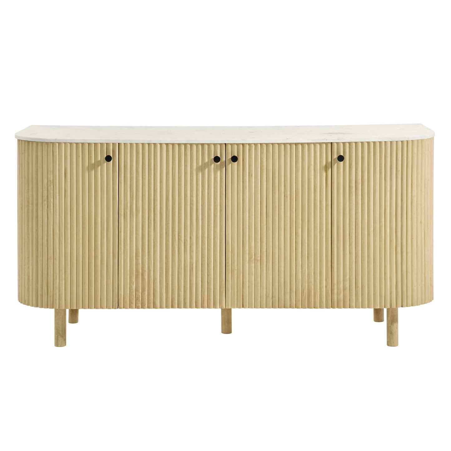 Caldera 60" Curved Solid Wood and Marble Sideboard Storage Cabinet by Modway EEI-7355-NAT