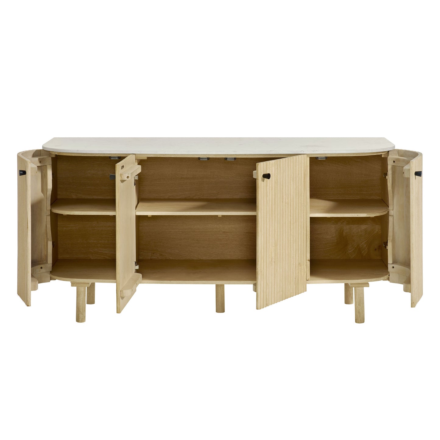 Caldera 60" Curved Solid Wood and Marble Sideboard Storage Cabinet by Modway EEI-7355-NAT