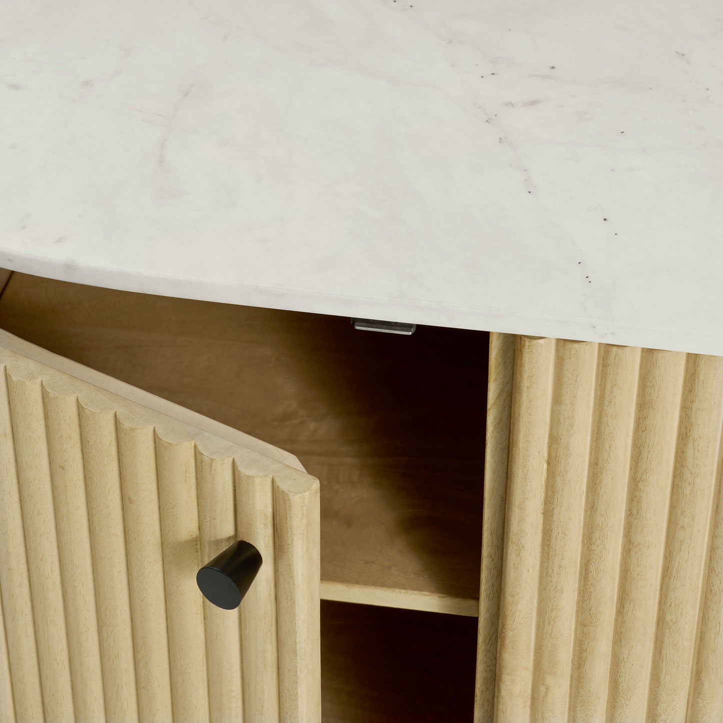 Caldera 60" Curved Solid Wood and Marble Sideboard Storage Cabinet by Modway EEI-7355-NAT