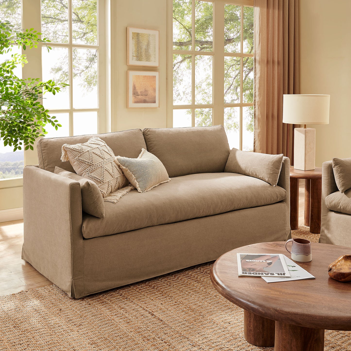 Wellfleet Slipcovered Linen-Blend Loveseat by Modway