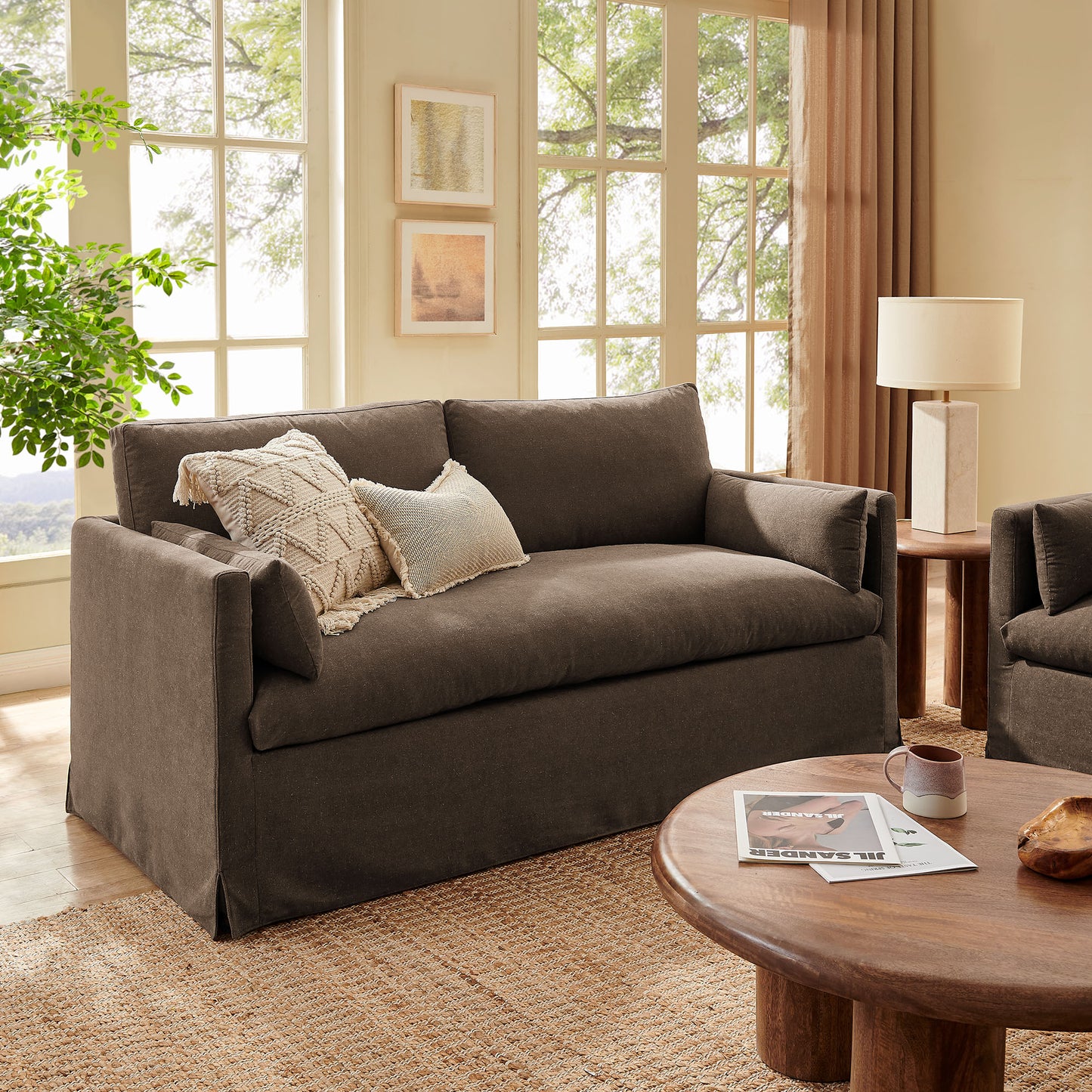 Wellfleet Slipcovered Linen-Blend Loveseat by Modway