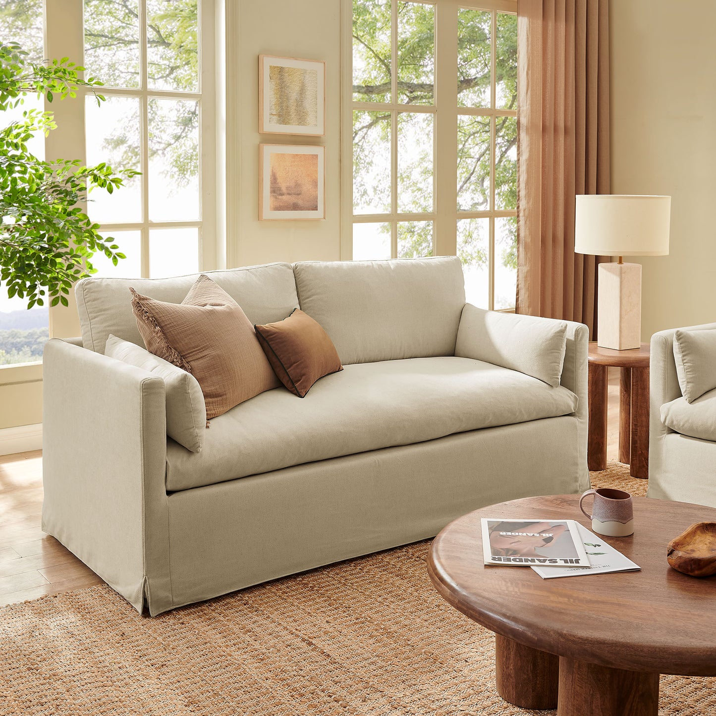 Wellfleet Slipcovered Linen-Blend Loveseat by Modway