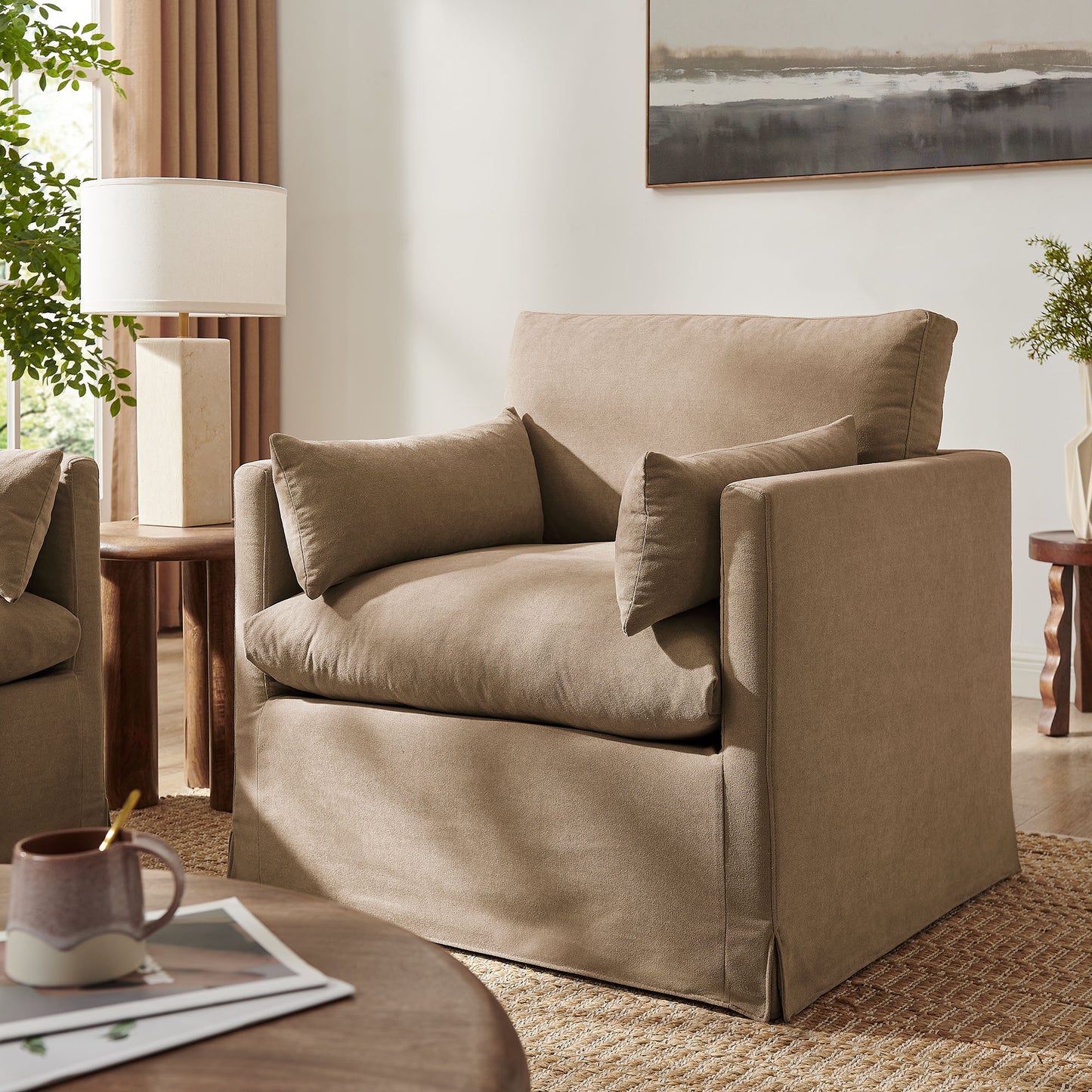 Wellfleet Slipcovered Linen-Blend Armchair by Modway