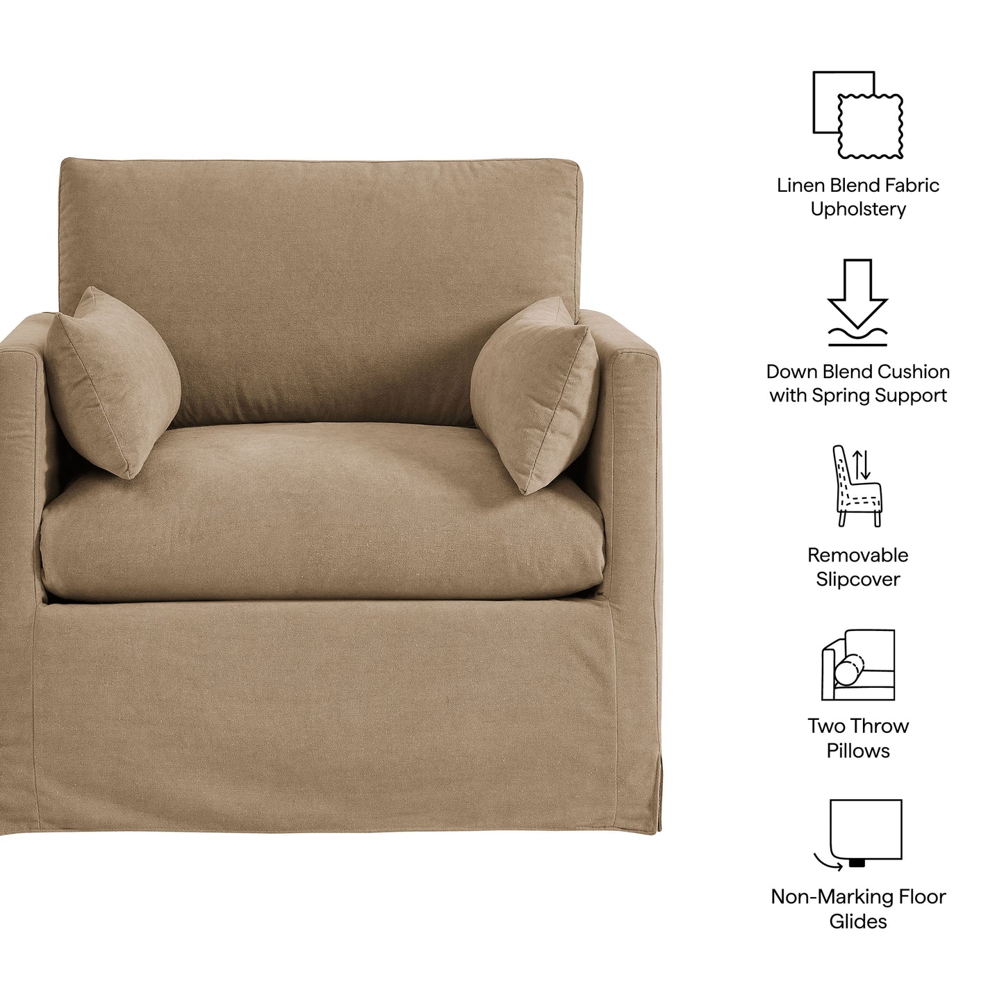 Wellfleet Slipcovered Linen-Blend Armchair by Modway
