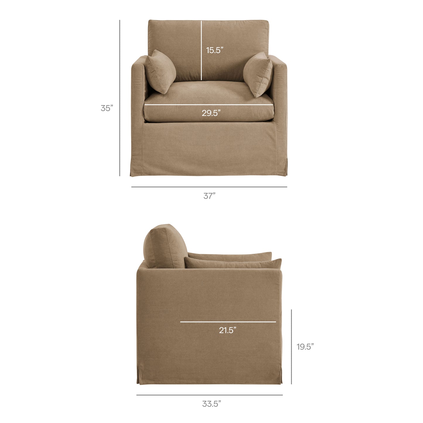 Wellfleet Slipcovered Linen-Blend Armchair by Modway