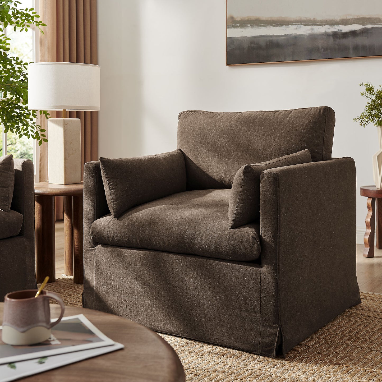 Wellfleet Slipcovered Linen-Blend Armchair by Modway