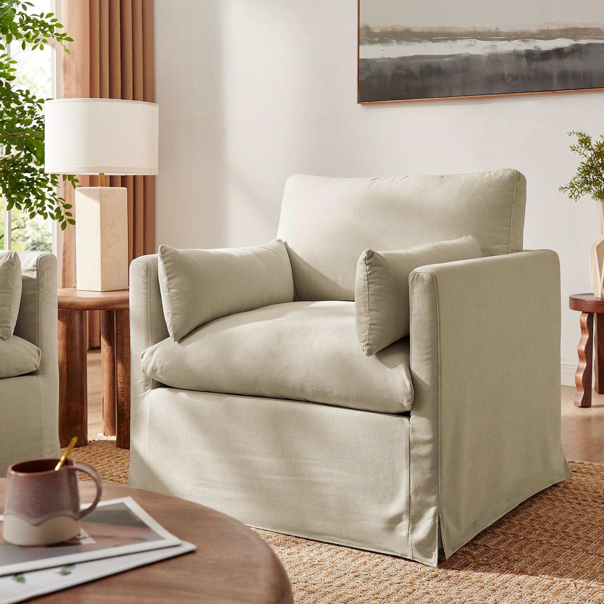 Wellfleet Slipcovered Linen-Blend Armchair by Modway