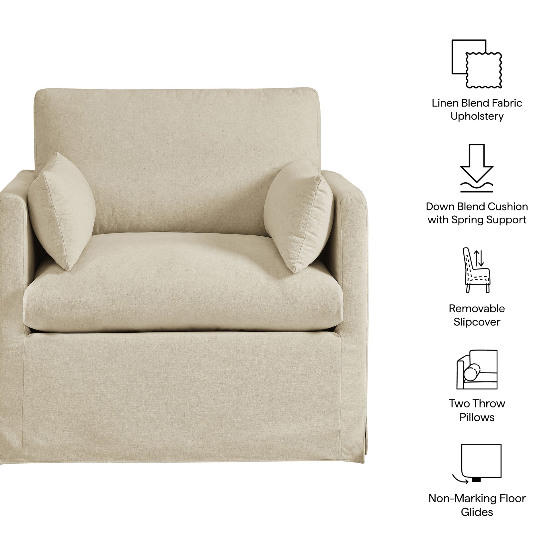 Wellfleet Slipcovered Linen-Blend Armchair by Modway