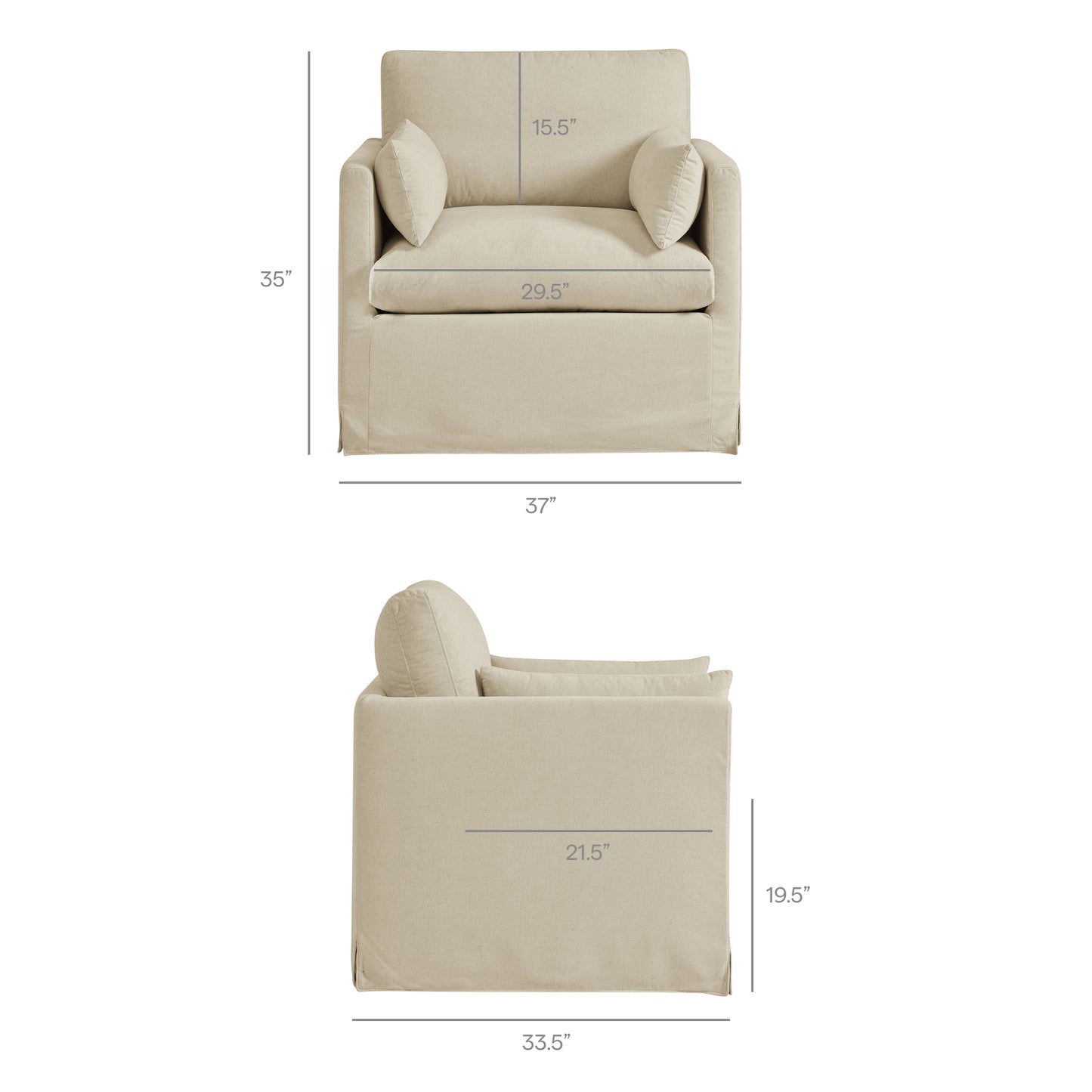 Wellfleet Slipcovered Linen-Blend Armchair by Modway