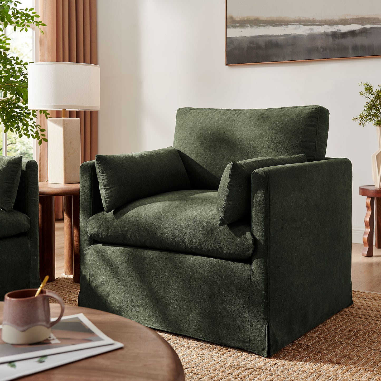 Wellfleet Slipcovered Linen-Blend Armchair by Modway