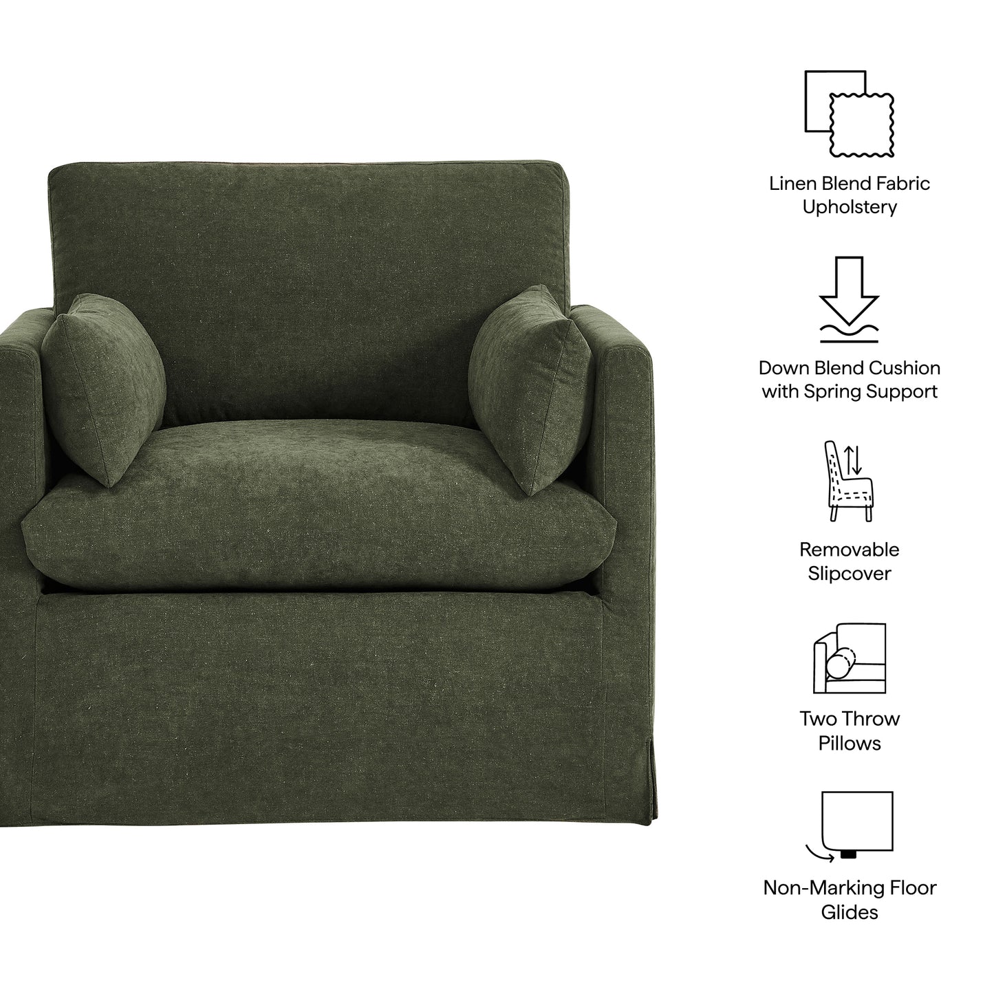 Wellfleet Slipcovered Linen-Blend Armchair by Modway