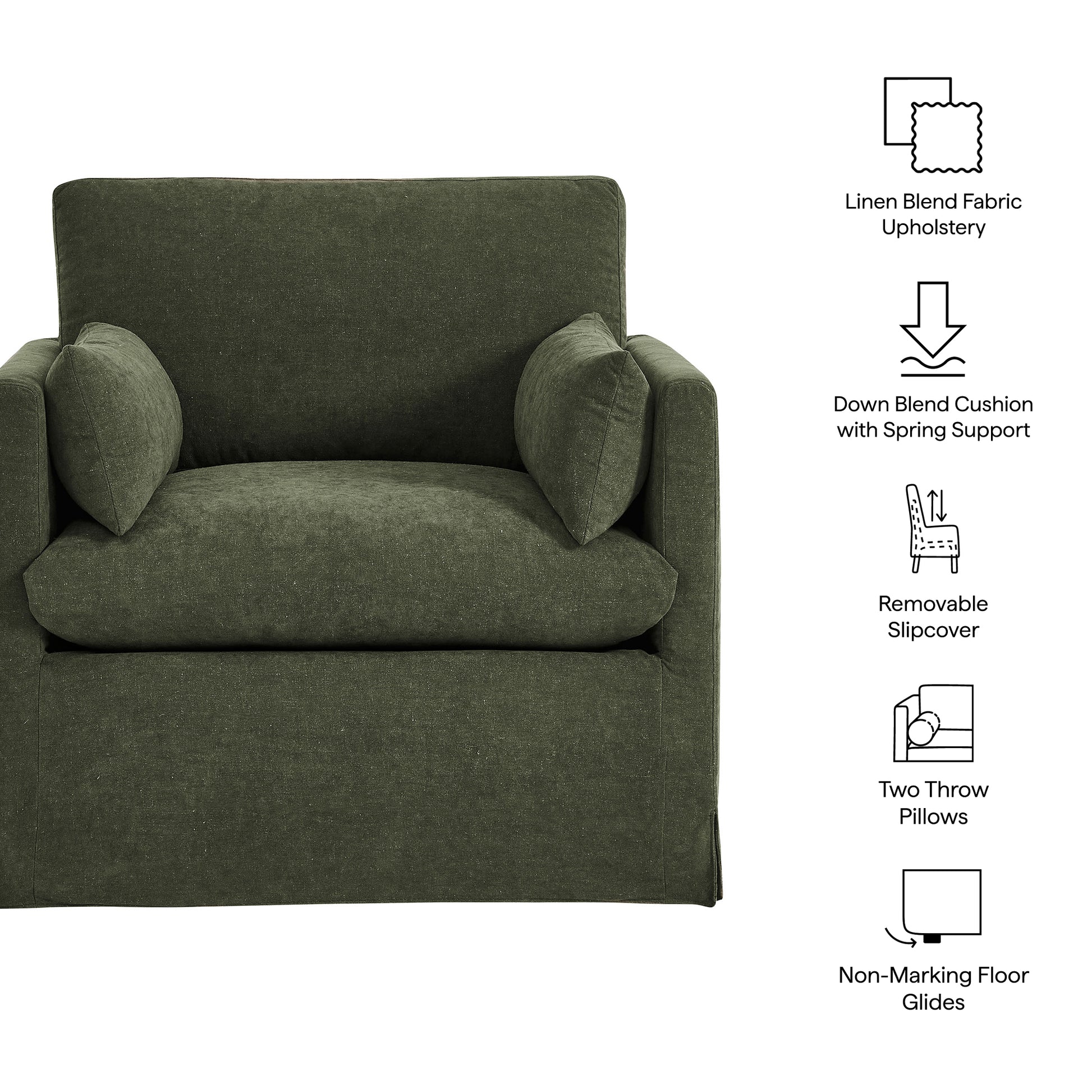 Wellfleet Slipcovered Linen-Blend Armchair by Modway